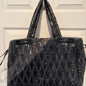 Victoria's Secret Black Quilted Studded Tote